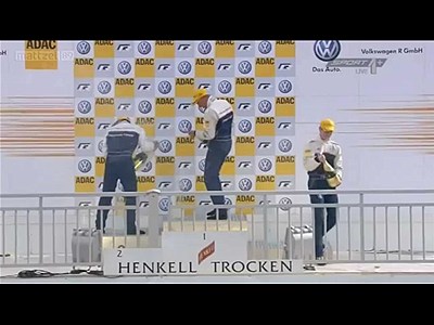 Winner Wipes Out on Podium | BahVideo.com