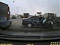 Car crashes into other stalled car after trying to pass on the shoulder lane | BahVideo.com