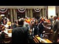 WI Dems Yell After Union Vote | BahVideo.com