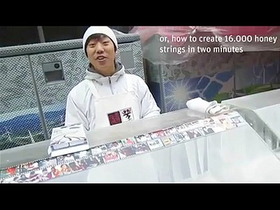 Korean Vendor Makes 16 000 Honey Strings | BahVideo.com