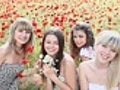 Four girls in poppy field | BahVideo.com