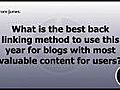 Basic Back Linking Methods for Bloggers | BahVideo.com