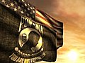  1097 POW MIA And American Flags With Sunset  | BahVideo.com