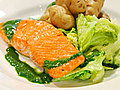 Corned Salmon with Wilted Savoy Cabbage and Braised Fingerling Potatoes | BahVideo.com