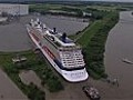 Giant cruise ship,  Celebrity Silhouette , squeezes through tiny canal on maiden voyage from Germany | BahVideo.com