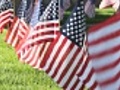 American Flags Blow in Breeze Closeup | BahVideo.com