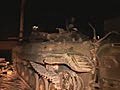 Libyan freedom fighters display abandoned damaged regime APC s East of Ajdabiya | BahVideo.com