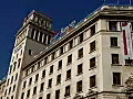 Royalty Free Stock Video HD Footage Pan From Office Buildings in Barcelona Spain | BahVideo.com