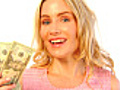 Happy Blond Woman Loves Money | BahVideo.com