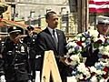 Obama Lays Wreath At Ground Zero | BahVideo.com