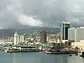 Royalty Free Stock Video HD Footage Port of Honolulu and Aloha Tower in Hawaii | BahVideo.com