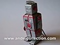 Tin Toy Wind Up Mini Silver Red Robot MS502A | BahVideo.com