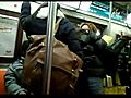 Fat white racist lady gets beaten up on the train by 2 young black brooklyn girls  | BahVideo.com