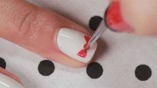 Nail Art Designs Bows with Polka Dots | BahVideo.com