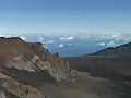 Royalty Free Stock Video HD Footage Pan Right to View of Inside of Haleakala Crater in Maui Hawaii | BahVideo.com