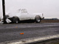 Totaled car billows smoke | BahVideo.com