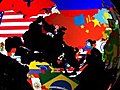 High Definition Loopable Spinning Globe With Countries Flags Large Center Matt Alpha At 10 Seconds Loopable mov Stock Footage | BahVideo.com