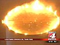 Lightning sparks amazing oil tank fire | BahVideo.com