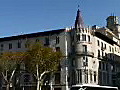 Royalty Free Stock Video HD Footage Pan Left to Intersection in Barcelona Spain | BahVideo.com