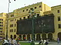Royalty Free Stock Video SD Footage Pan Right to City Buildings and Streets in Lima Peru | BahVideo.com