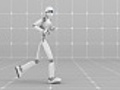 White futuristic robot jogging indoor- Side view | BahVideo.com