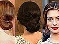 How to Get Anne Hathaway s Oscars Red-Carpet Low Bun Hairstyle | BahVideo.com
