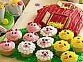 How to make a barn cake and farm animal cupcakes | BahVideo.com