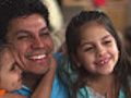 Adorable girls kiss and hug their dad | BahVideo.com