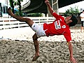 Practicing with the England beach soccer team | BahVideo.com