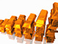 Growing graph of gold bullion bars | BahVideo.com