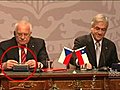 President of Czech Republic steals pen | BahVideo.com