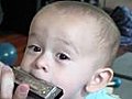 Baby Plays Harmonica but he s Faking it | BahVideo.com