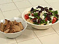 Greek Salad Topped Hummuswith Spiced Pita Chips | BahVideo.com