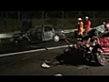 PKW rast auf A2 in Unfallstelle - eine Tote | BahVideo.com