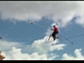 Daredevil bikes across line 260 feet high  | BahVideo.com